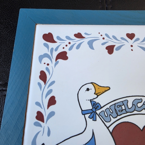 Welcome Friends Duck Wall Tile - Blue Frame - Picture 4 of 10
